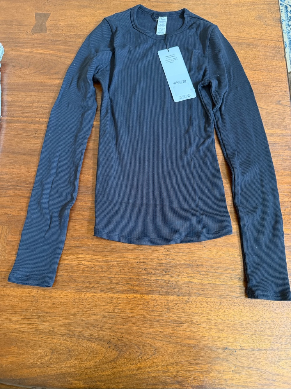 ALO Yoga Black Ribbed Long-Sleeve Crew Top